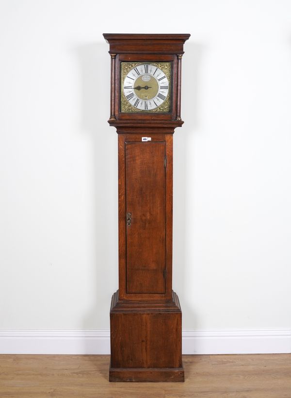 JOHN THOMAS OF CREWKERNE: AN OAK 30 HOUR LONG CASE CLOCK