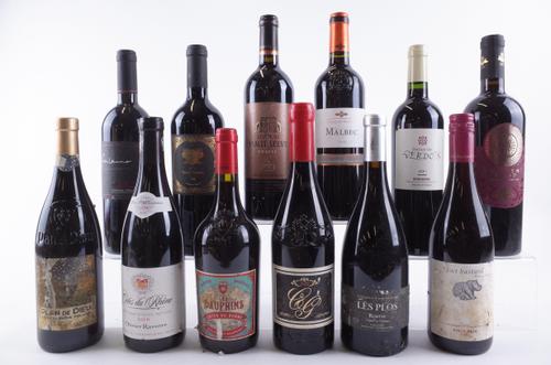 TWELVE BOTTLES FRENCH AND ITALIAN RED WINE