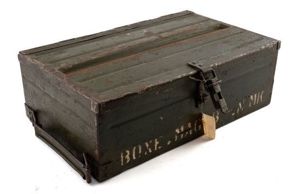 A BOX OF BREN L4 LIGHT MACHINE GUN MAGAZINES