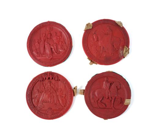 FOUR RED WAX GREAT SEALS FOR KING WILLIAM IV AND QUEEN VICTORIA (4)
