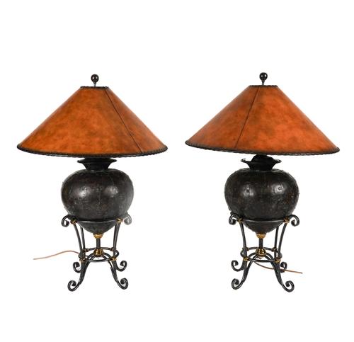 MAITLAND SMITH: A PAIR OF PATINATED METAL TABLE LAMPS (2)