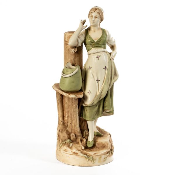 ROYAL DUX STYLE; A FIGURE OF A MILKMAID