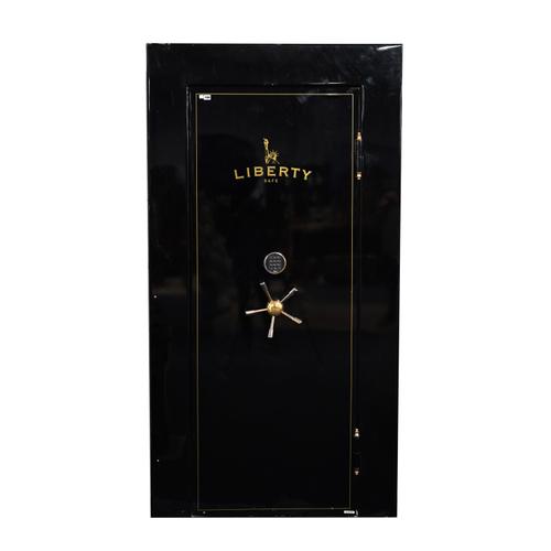 LIBERTY; A BLACK PAINTED GOLD HIGHLIGHTED SAFE/STRONGROOM DOOR