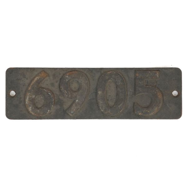 RAILWAY INTEREST, A LOCOMOTIVE SMOKEBOX NUMBERPLATE ‘6905’