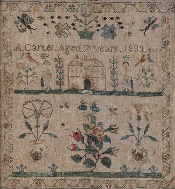 WILLIAM IV NEEDLEWORK SAMPLER BY A. CARTER AGED 7