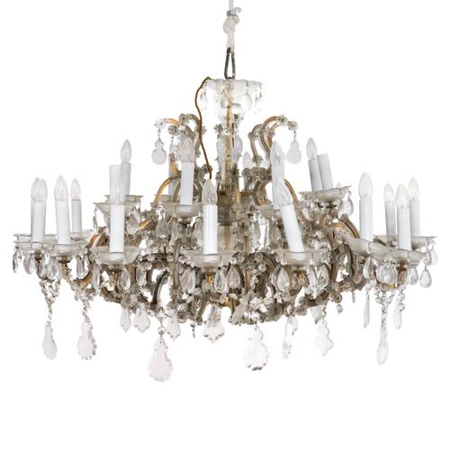 AN ITALIAN GLASS MOUNTED GILT-METAL TWENTY-FOUR LIGHT CHANDELIER