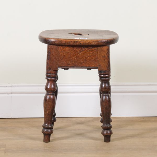A 19TH CENTURY ASH AND OAK STOOL