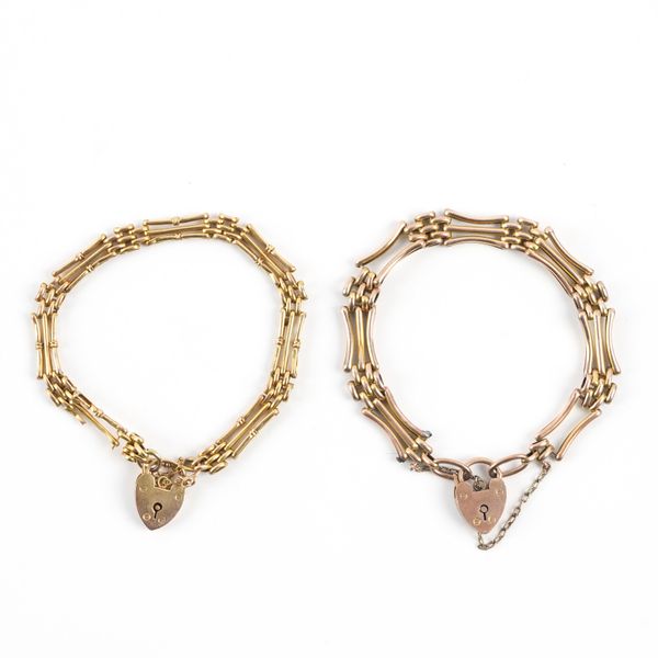 TWO GOLD GATE LINK BRACELETS (2)