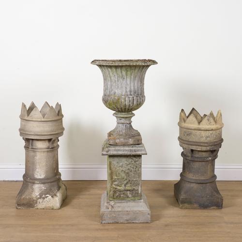 A RECONSTITUTED STONE GARDEN URN (3)