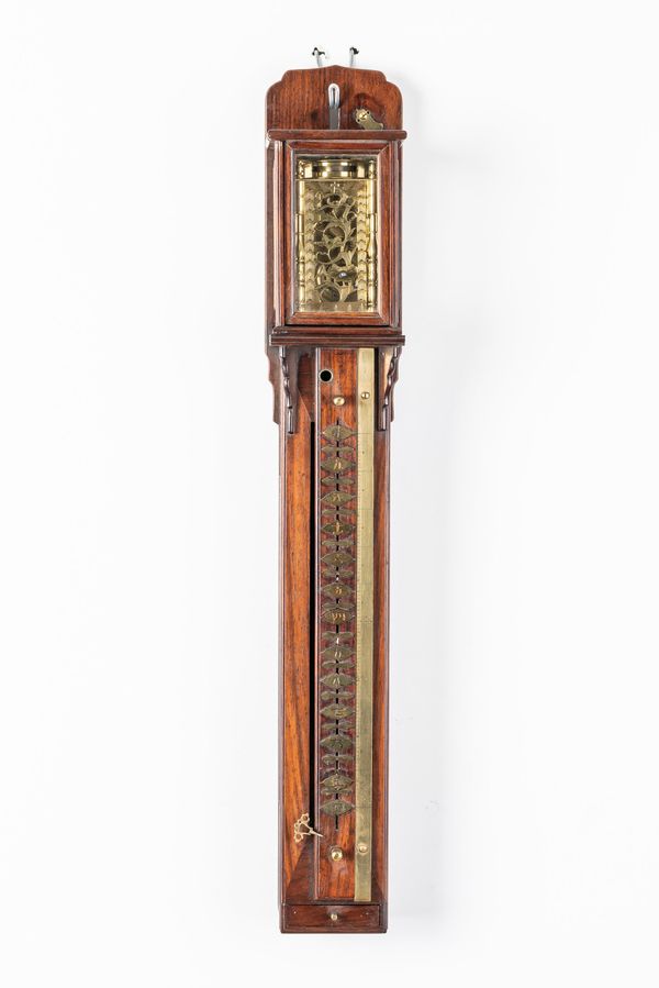 A JAPANESE SHAKU DOKEI ROSEWOOD STRIKING PILLAR CLOCK