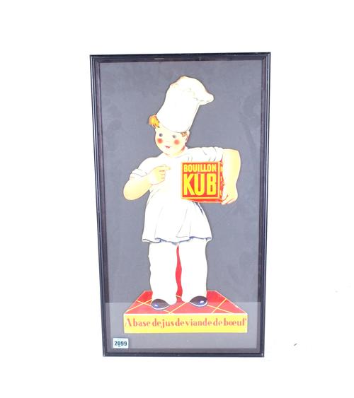 BOUILLON KUB, A MID 20TH CENTURY CARD ADVERTISING DISPLAY FORMED AS A BOY CHEF