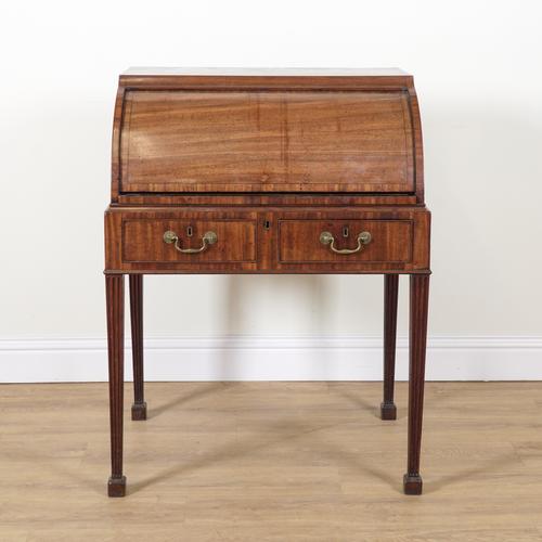 A GEORGE III MAHOGANY CYLINDER BUREAU