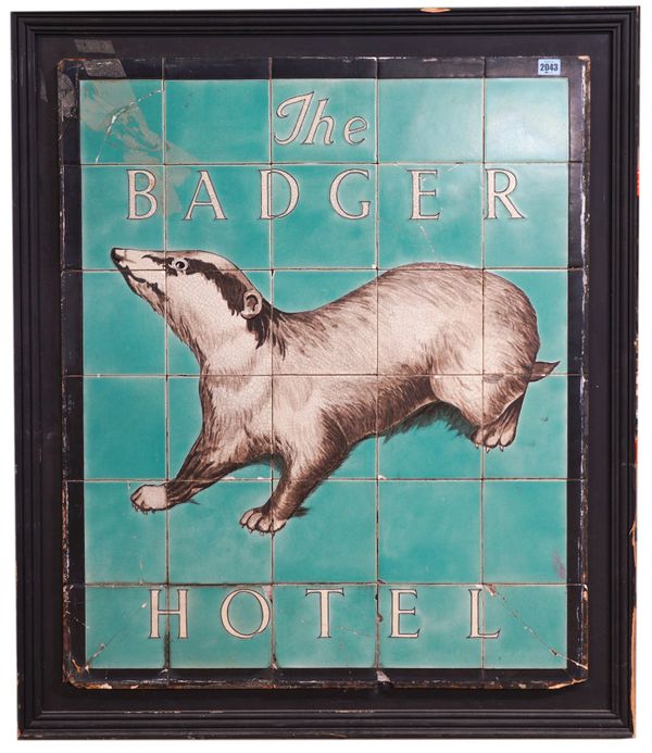 THE BADGER, A MID 20TH CENTURY PUB SIGN FORMED FROM CERAMIC TILES