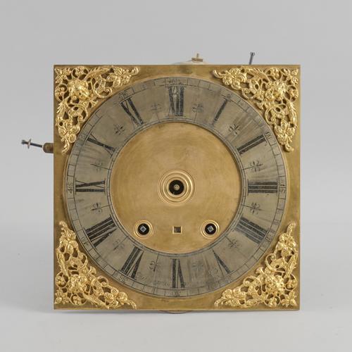 AN INTERESTING 10IN LONGCASE CLOCK DIAL AND MOVEMENT