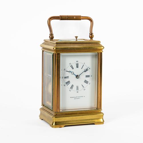 A FRENCH BRASS STRIKING AND REPEATING CARRIAGE CLOCK