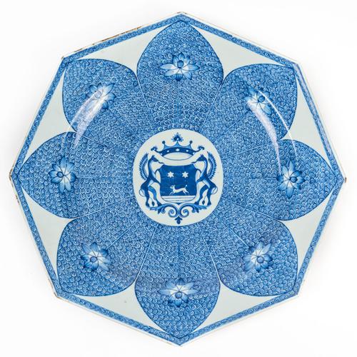 A LARGE CHINESE EXPORT BLUE AND WHITE OCTAGONAL CHARGER MADE FOR THE DUTCH MARKET