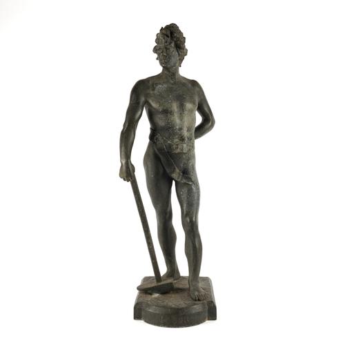 ANTON NELSON (1880-1910): A FRENCH SPELTER FIGURE OF A LABOURER OR STONE BREAKER