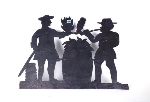 FOLK ART A LATE 19TH / EARLY 20TH CENTURY FRET CUT METAL PANEL