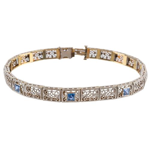AN OPENWORK SAPPHIRE SET BRACELET