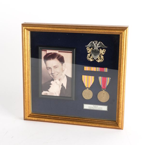 A PAIR OF MEDALS AS AWARDED TO LIEUTENANT ROBERT L LARSEN, UNITED STATES NAVAL RESERVE (2)