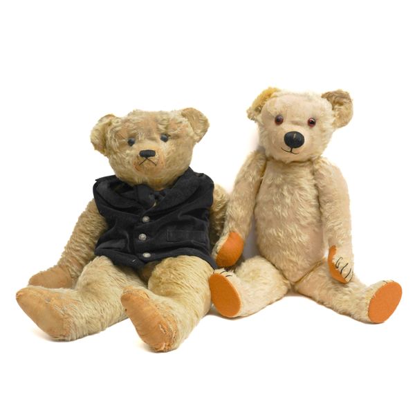TWO EARLY MOHAIR TEDDY BEARS (2)