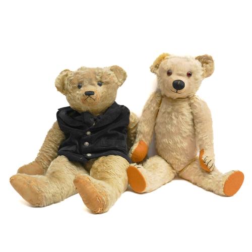 TWO EARLY MOHAIR TEDDY BEARS (2)
