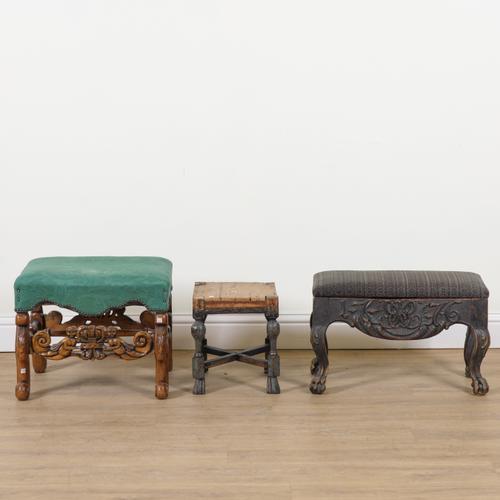 AN 18TH CENTURY STYLE PAINTED PINE FOOTSTOOL (3)