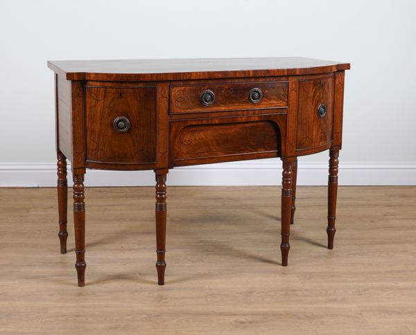 A REGENCY INLAID MAHOGANY BOW-FRONT SIDEBOARD