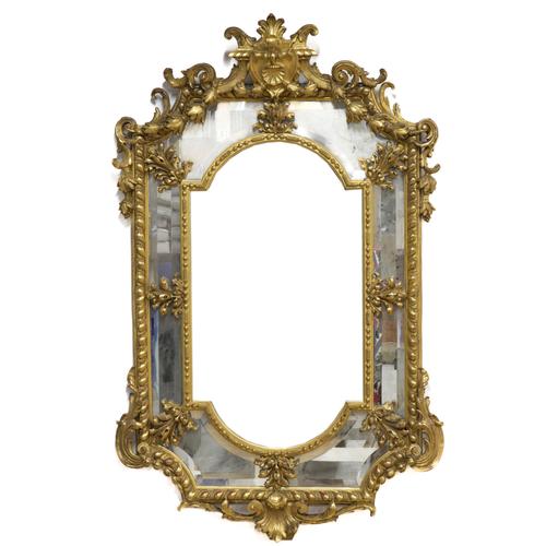 A 19TH CENTURY GILT FRAMED MARGINAL MIRROR