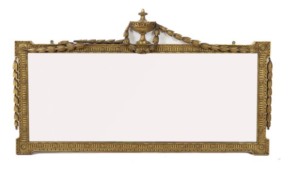 A 19TH CENTURY GILT FRAMED RECTANGULAR OVERMANTEL WALL MIRROR