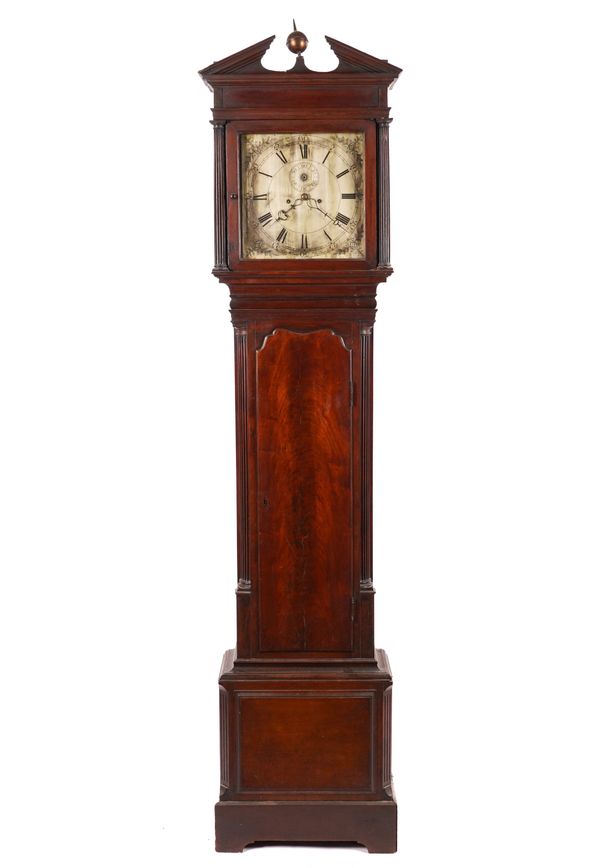 A GEORGE III STYLE MAHOGANY LONGCASE CLOCK