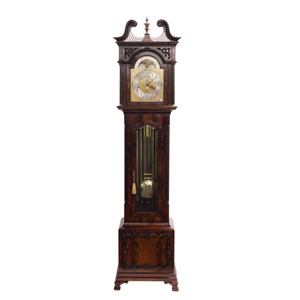 COMITTI, LONDON; THE EMPIRE FLOOR CLOCK, NO. 40, A MAHOGANY QUARTER TUBE CHIMING EIGHT-DAY LONGCASE CLOCK