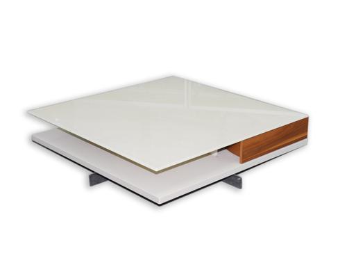 HULSTA; A MODERN GERMAN OPAQUE GLASS TWO TIER COFFEE TABLE