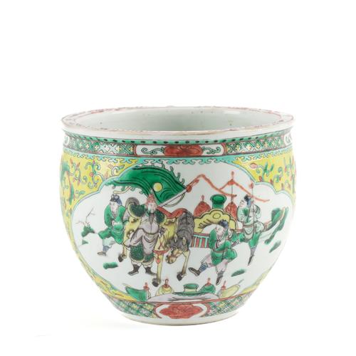 A SMALL CHINESE YELLOW-GROUND JARDINIERE