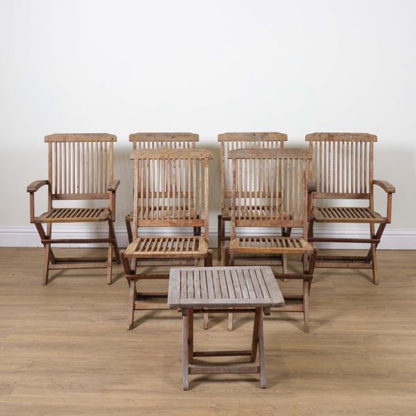 A SET OF SIX FOLDING SLATTED GARDEN CHAIRS (7)