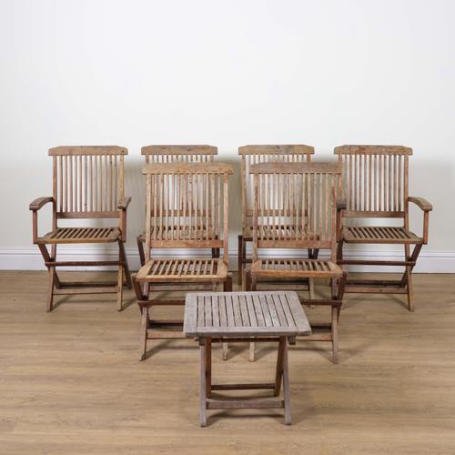 A SET OF SIX FOLDING SLATTED GARDEN CHAIRS (7)