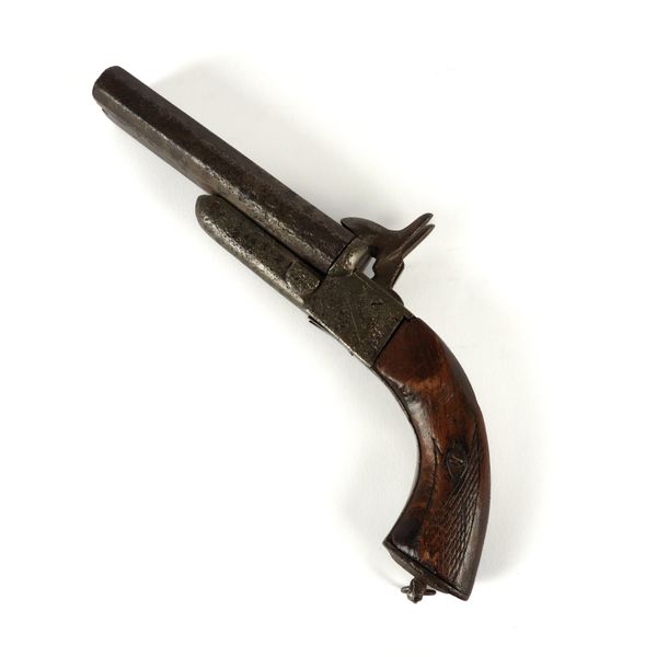 A BELGIAN 26 BORE DOUBLE BARREL PIN FIRE PISTOL