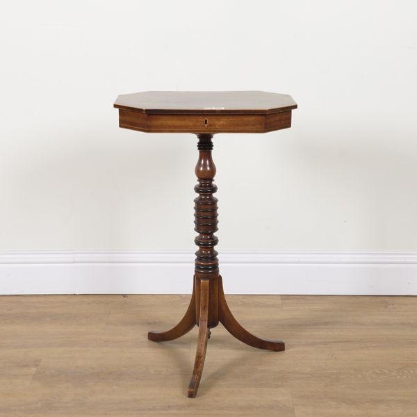 A REGENCY MAHOGANY LIFT TOP OCCASIONAL/WORK TABLE