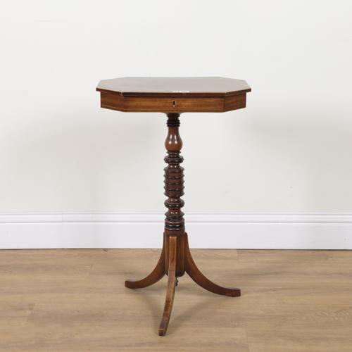 A REGENCY MAHOGANY LIFT TOP OCCASIONAL/WORK TABLE