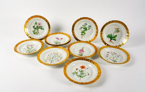 TEN ROYAL COPENHAGEN PORCELAIN BOTANICAL DESSERT PLATES (10)