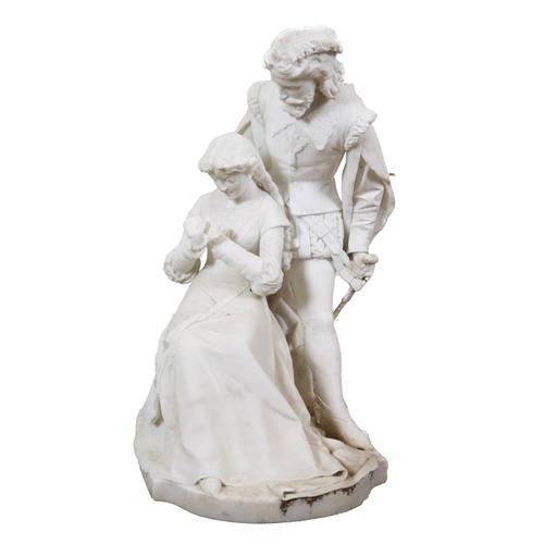 AN ITALIAN CARVED WHITE MARBLE FIGURAL GROUP