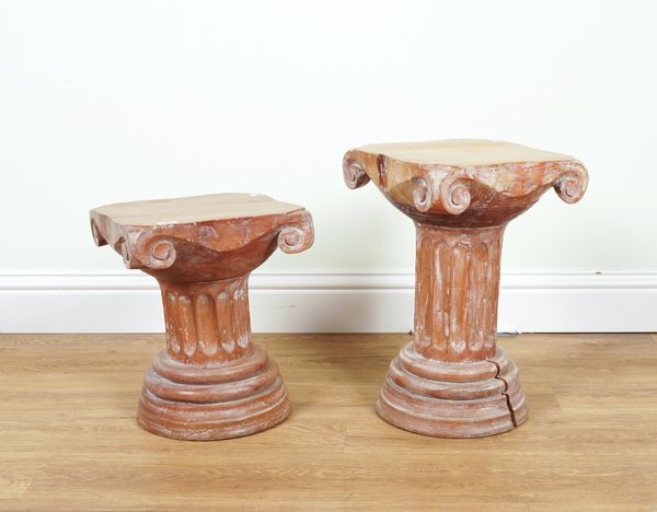 TWO HARDWOOD PEDESTAL COLUMN BASES (2)