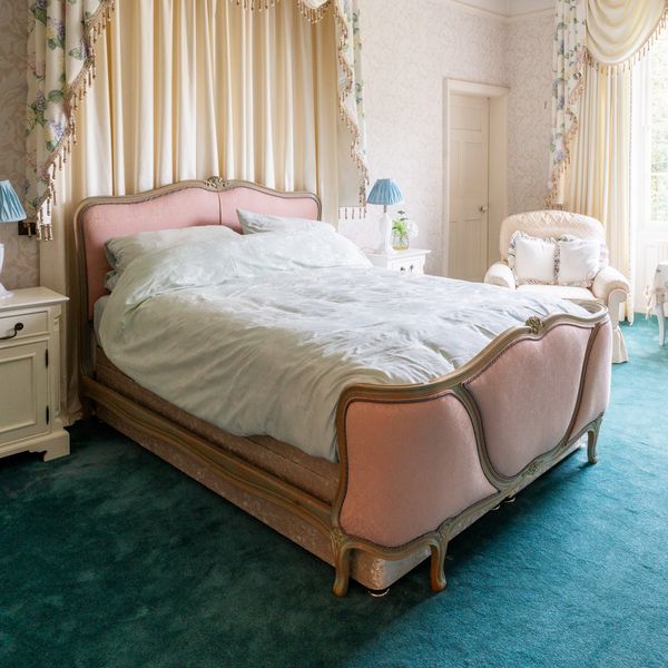 A FRENCH SAGE GREEN PAINTED DOUBLE BED