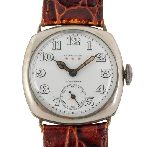 A 1928 LONGINES CUSHION SHAPED WRISTWATCH