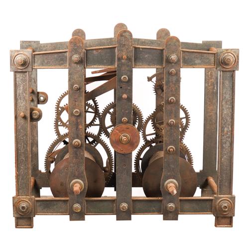 A LARGE PAINTED CAST-IRON STRIKING TURRET CLOCK