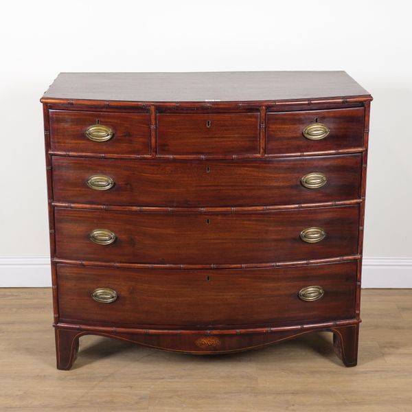 A REGENCY MAHOGANY BOWFRONT CHEST OF DRAWERS