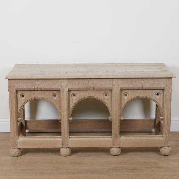 A GOTHIC REVIVAL STYLE OAK CONSOLE TABLE