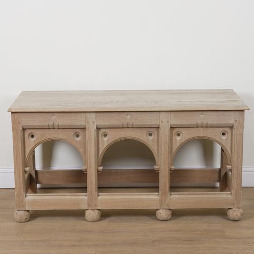 A GOTHIC REVIVAL STYLE OAK CONSOLE TABLE