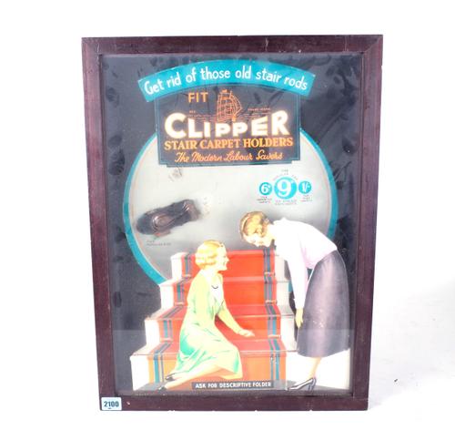 CLIPPER STAIR CARPET HOLDERS, A MID 20TH CENTURY ADVERTISING DISPLAY