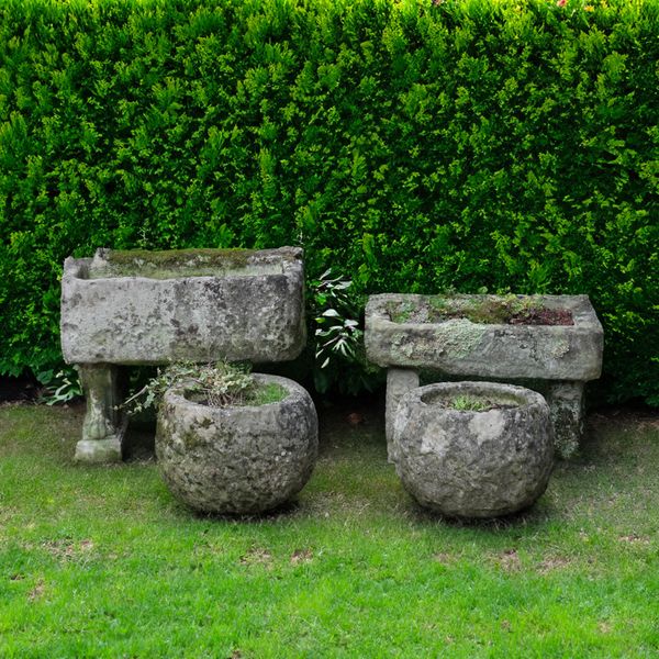 A CARVED STONE RECTANGULAR TROUGH (4)